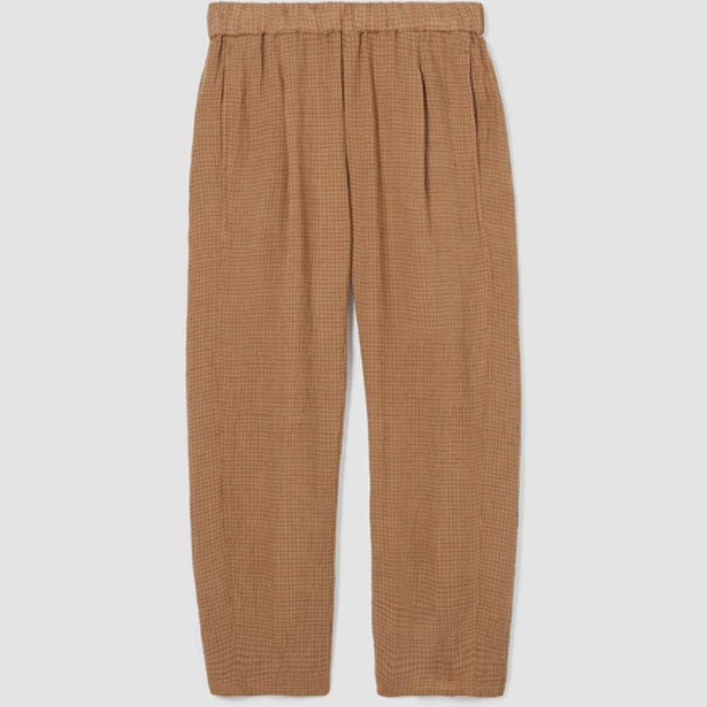 𝅺Eileen Fisher Puckered Organic Linen Lantern Pant Chestnut New Women's XL